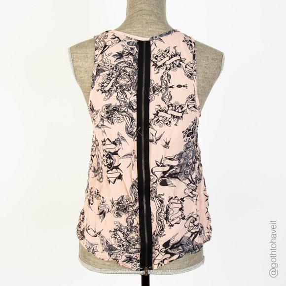 Topshop Tattoo Print Blouse - Picture 2 of 5